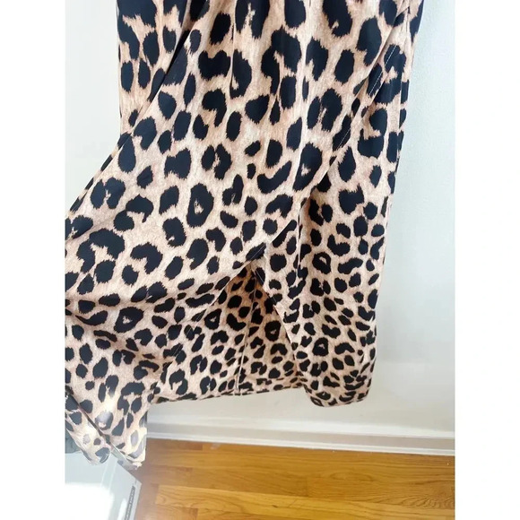 Minueto Cheetah Print Midi Dress Puff Sleeves Wrap Style Size M - Picture 5 of 10
